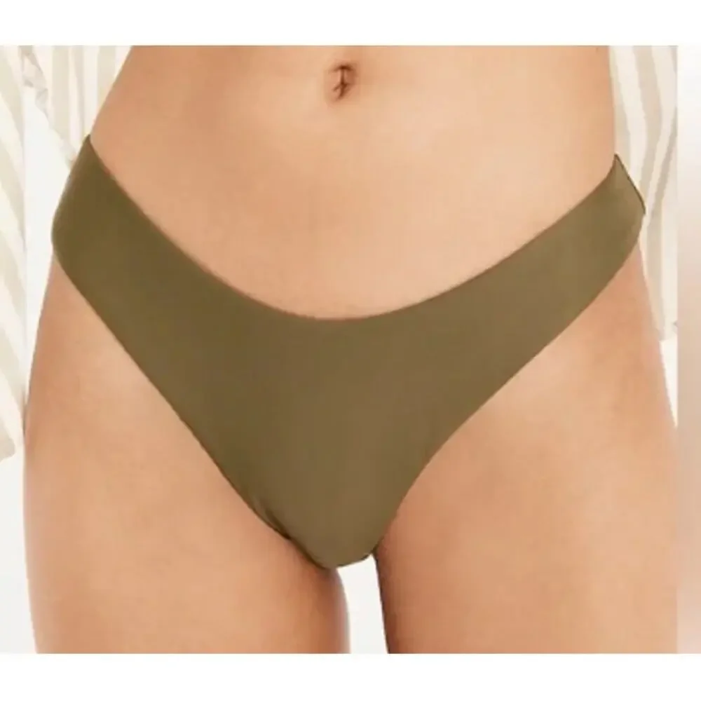NWT J. Crew Curved-waist Cheeky Bikini Bottom Size Medium Green BC125